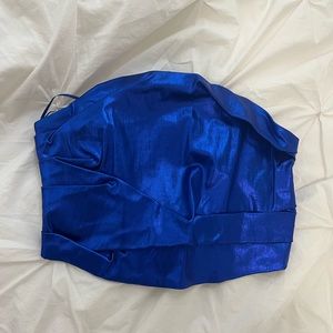 metallic blue tube top